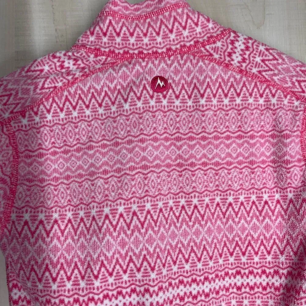 Marmot pink‎ and white fleece pullover, size small